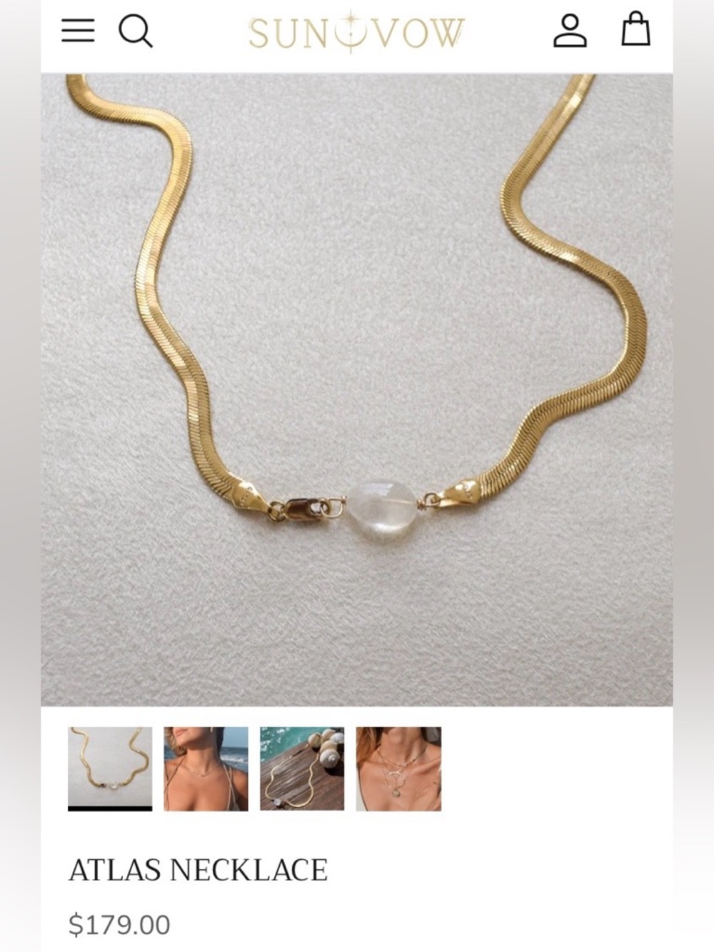 Sun Vow Atlas Gold Filled Chain Necklace with Beautiful Moonstone Accent
